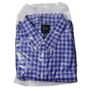 Jos. A. Bank Plaid Button Down Dress Shirt Wrinkle Resistant Career XXL Slim Fit